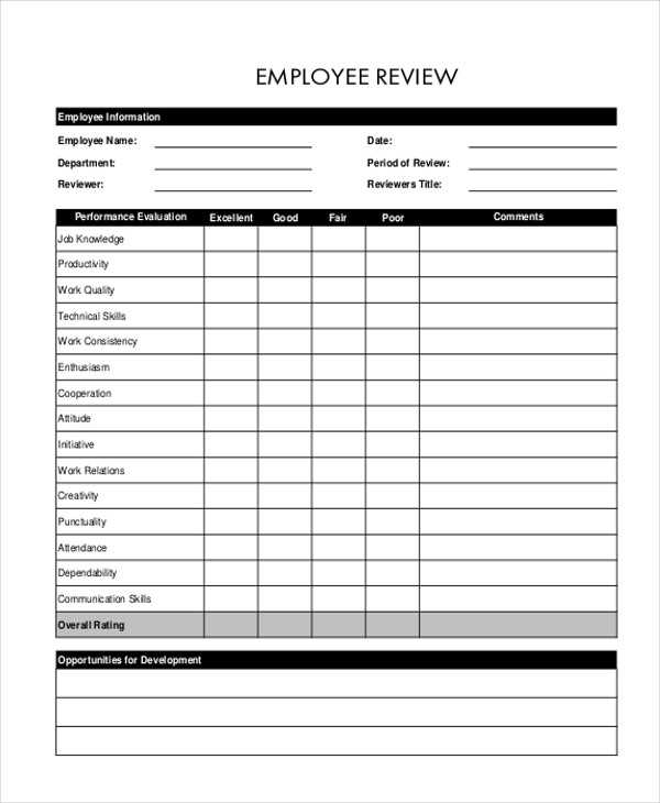 FREE 19+ Sample Review Forms in PDF | MS Word | Excel