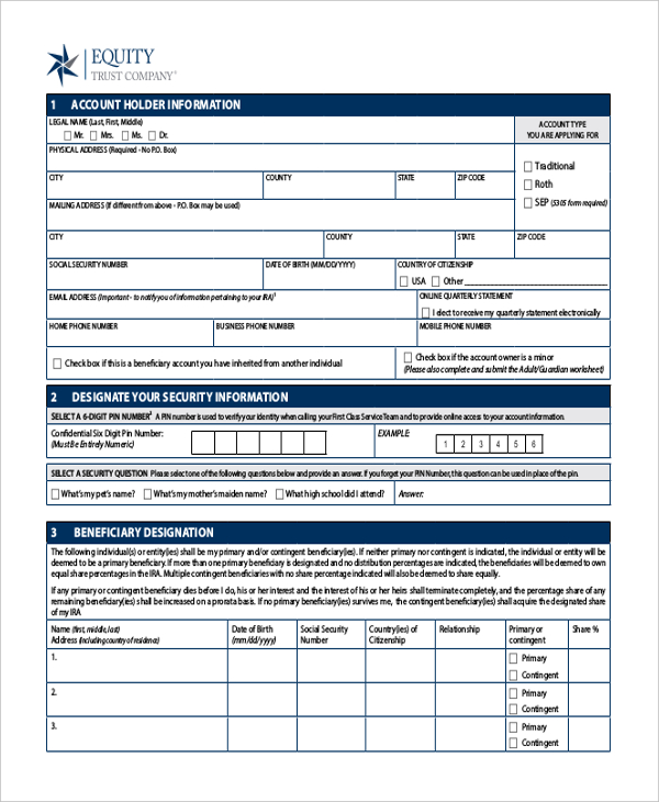 equity trust company form