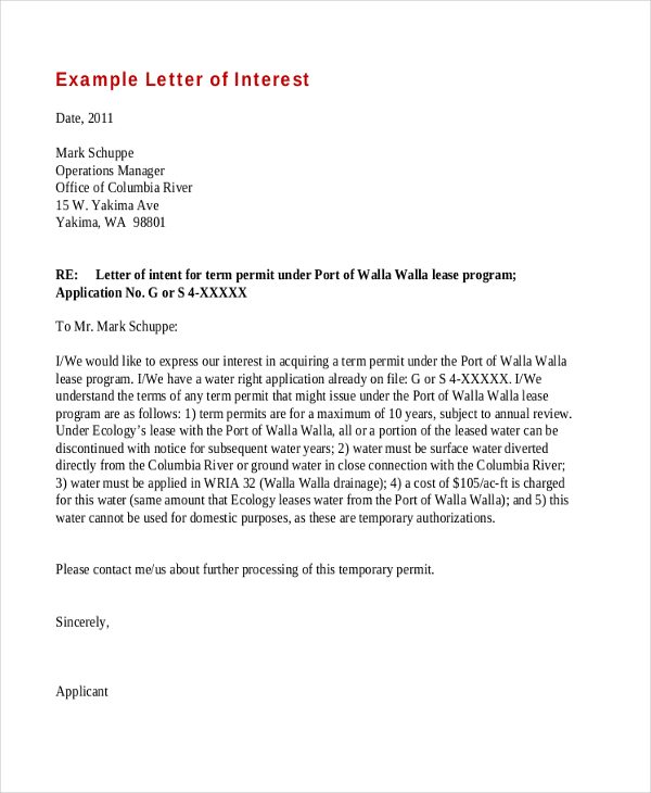 Letter Of Interest For Job Sample Database Letter Template Collection