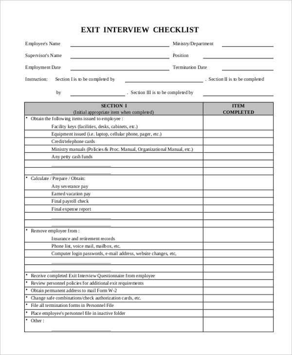 FREE 10 Sample Exit Interview Forms In PDF MS Word