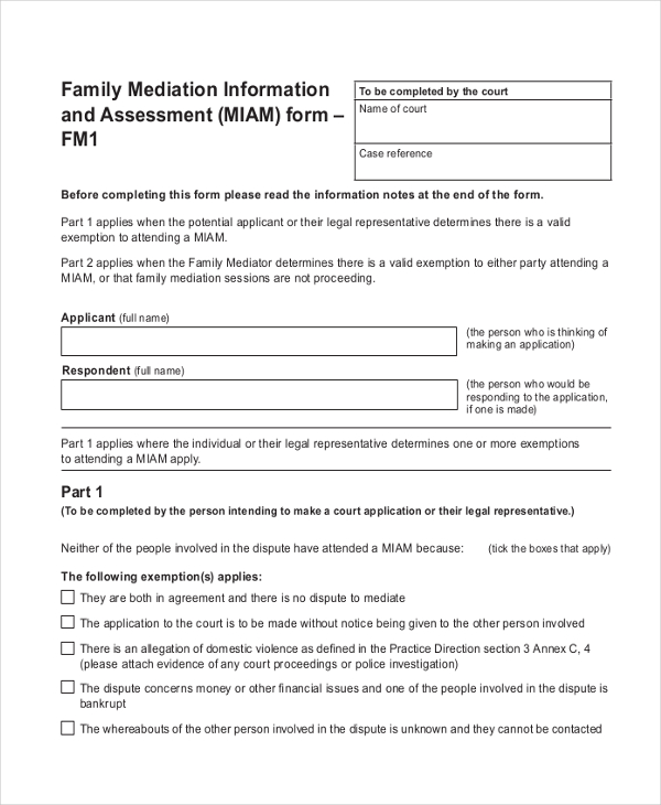 family law legal form