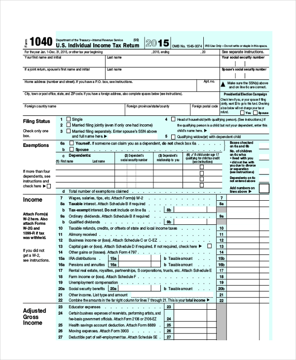 FREE 9+ Sample Federal Tax Forms in PDF  MS Word