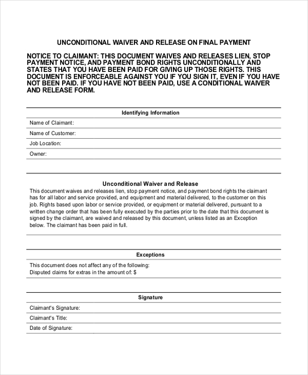 FREE 13+ Release of Lien Form Samples, PDF, MS Word, Google Docs