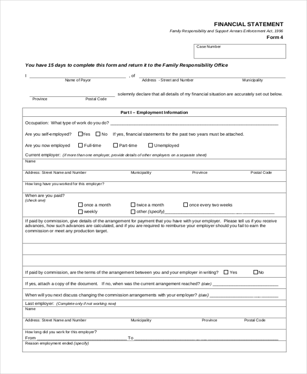 financial statement form