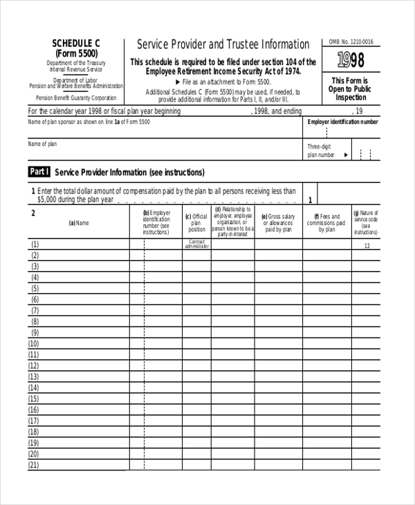 FREE 9+ Sample Schedule C Forms in PDF MS Word