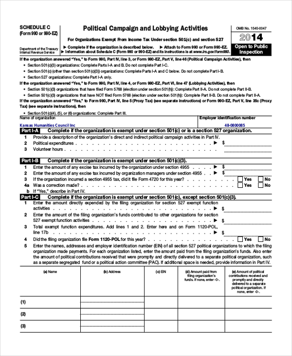 form 990 schedule c