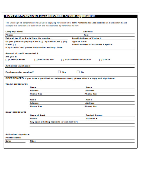 formal credit application form