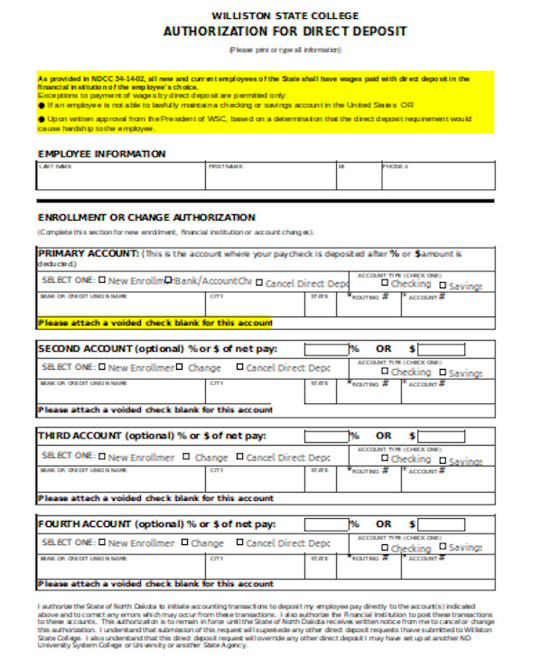 FREE 12+ Sample Direct Deposit Forms in PDF | MS Word | Excel