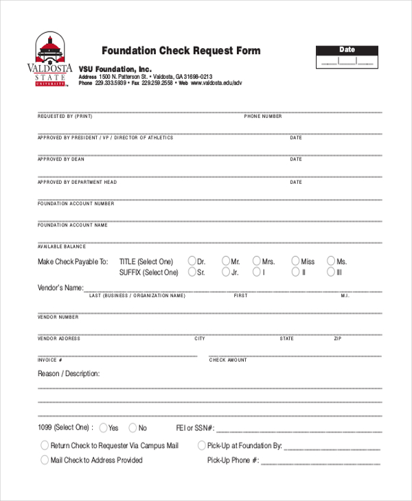 foundation check request form