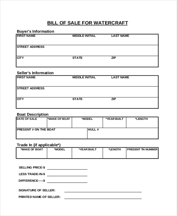 free boat bill of sale form