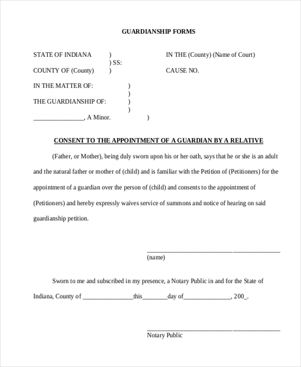 FREE 13+ Sample Guardianship Forms in PDF MS Word