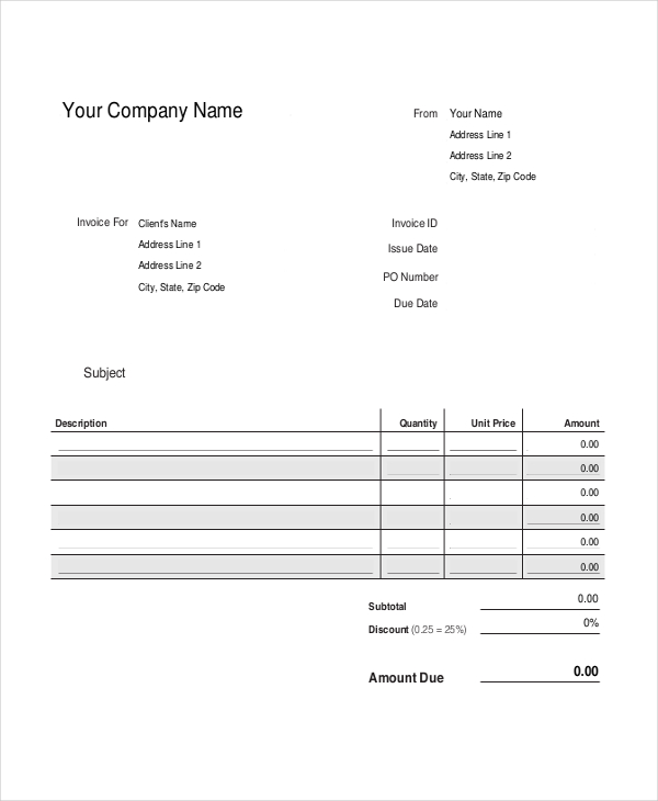 Sample Invoice Form