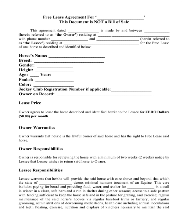 Free Simple Lease Agreement Forms In Pdf Ms Word