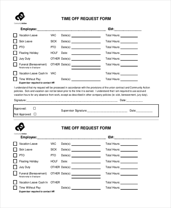 free time off request form