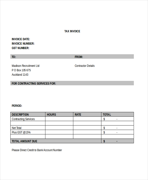 free contractor invoice