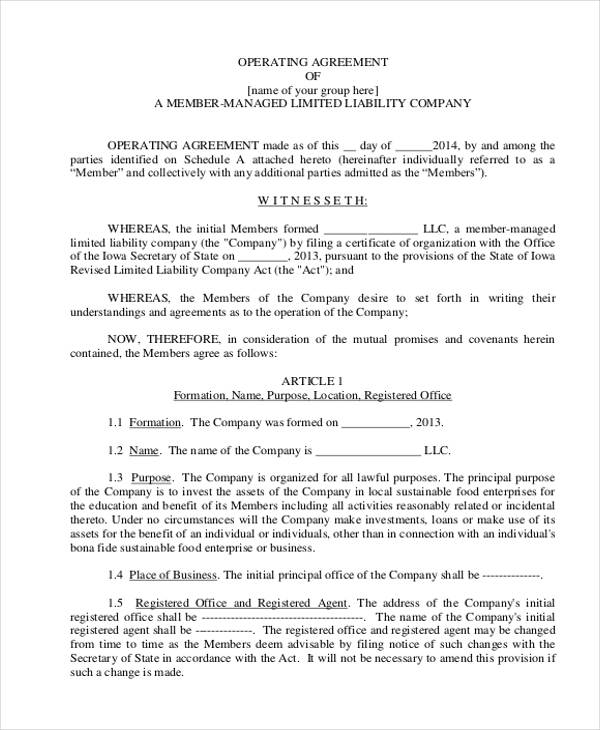 FREE 10+ Sample Operating Agreement Forms in PDF MS Word