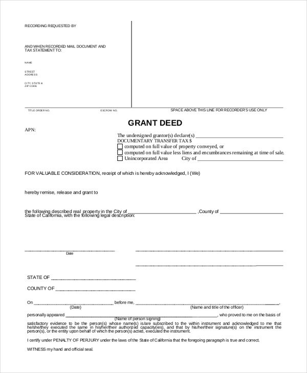 Grant Deed Sample Pdf Template 7896