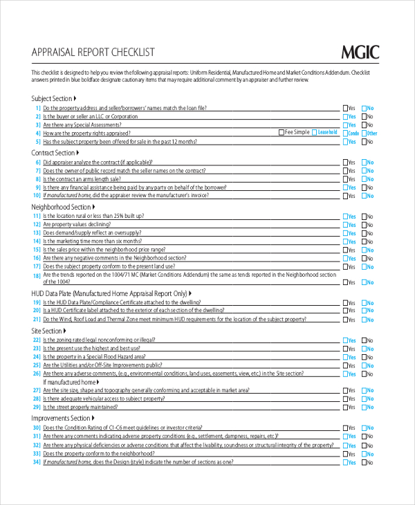 FREE 7 Sample Home Appraisal Forms In PDF