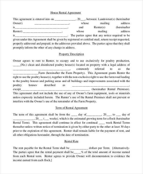 FREE 9+ Sample Rental Agreement Forms in PDF | MS Word