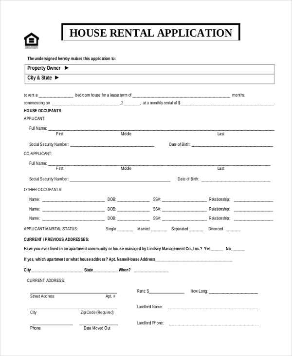 Free 13 Sample Rental Application Forms In Pdf Excel Ms Word 8199
