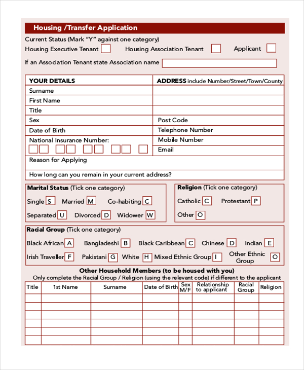 FREE 12+ Sample Housing Application Forms in PDF MS Word Excel