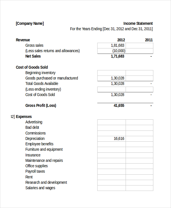 Single step statement template word download tapemertq