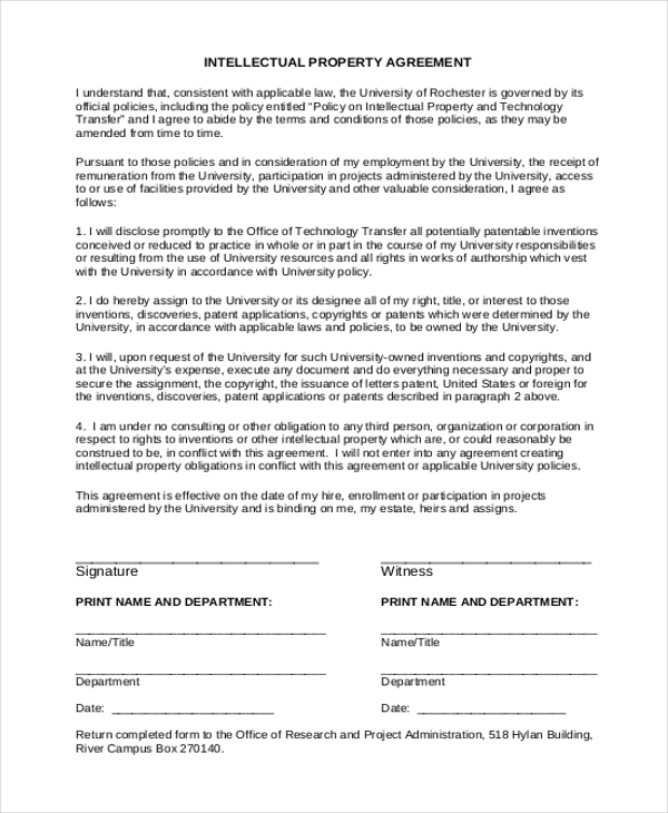 rights release agreement Free Documents   PDF Property  9 Intellectual in Sample Form