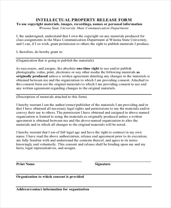 intellectual property release form
