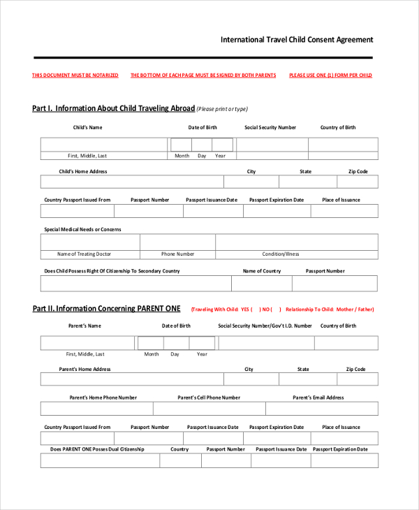 FREE 8+ Sample Child Travel Consent Forms in PDF MS Word