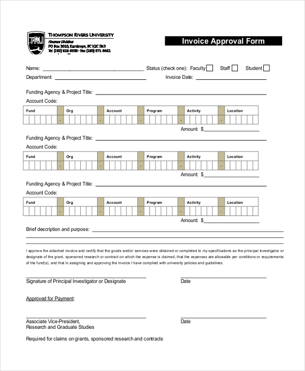 form approval invoice 20 Forms Sample Invoice PDF FREE