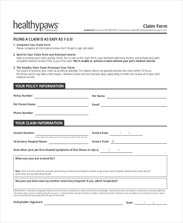 claim form invoice PDF  Sample 20 FREE Invoice Forms