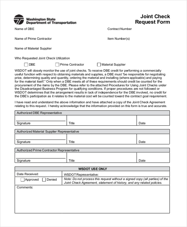 jiont check request form