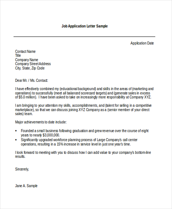 job application letter 