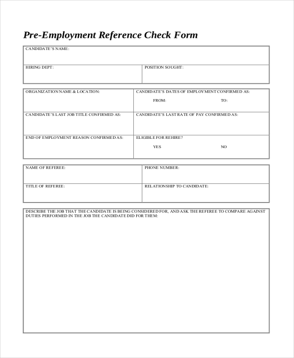 job reference verification form