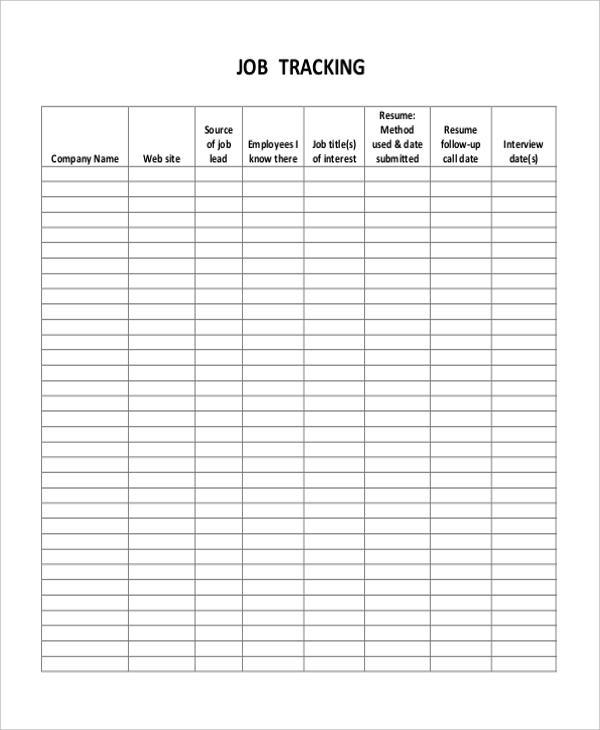 Job Application Tracking Template