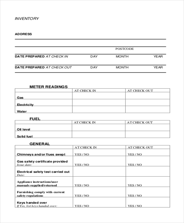 landlord inventory form