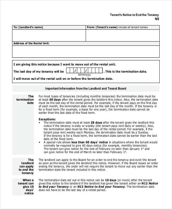 landlord notice form