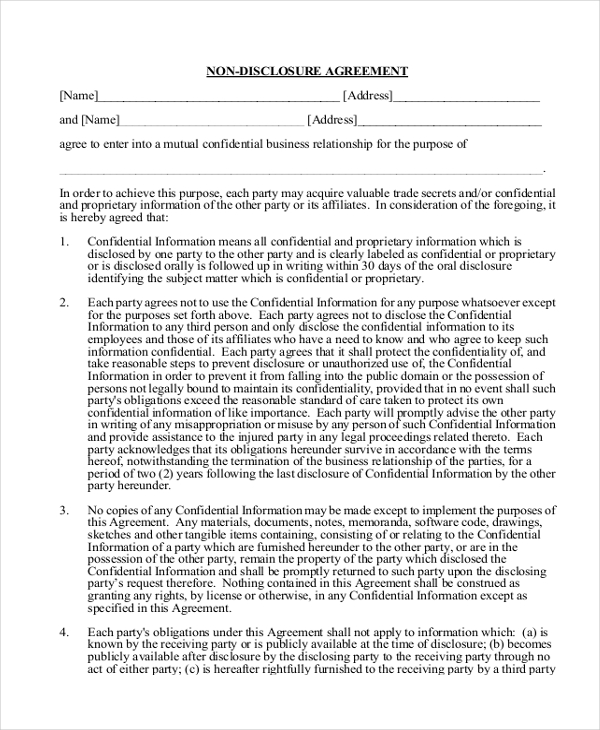 legal agreement form