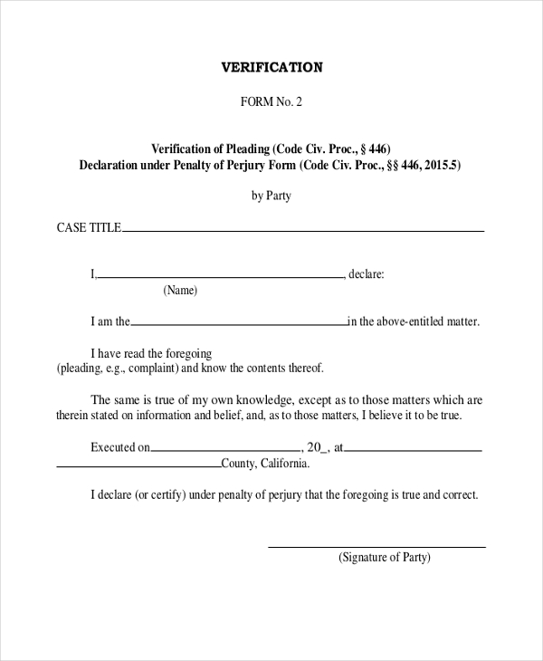 legal verification form