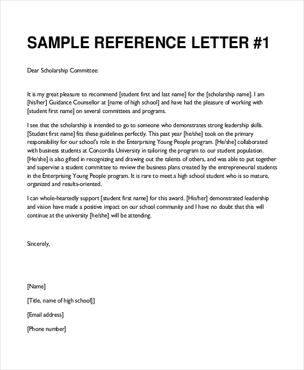 Letter Of Reference For College from images.sampleforms.com