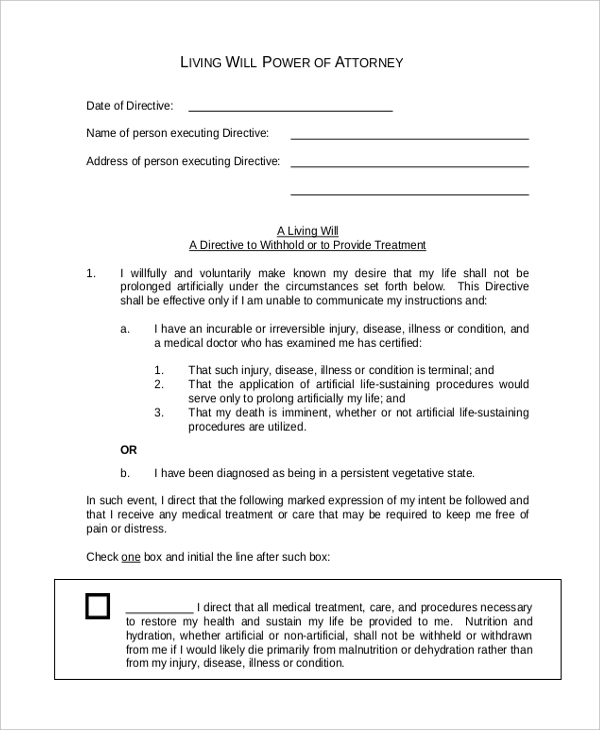 Free Printable Living Will And Power Of Attorney