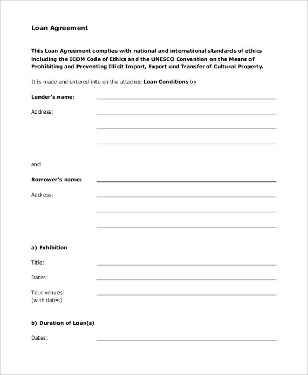 FREE 13+ Sample Loan Agreement Forms in PDF | MS Word | Excel