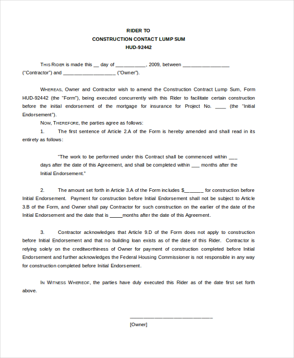 Free 10 Sample Construction Contract Forms In Ms Word Pdf Excel 8006