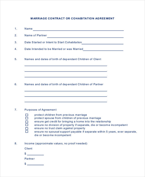 pdf contract marriage Marriage Sample  Forms  Contract FREE 8 DOC  PDF in