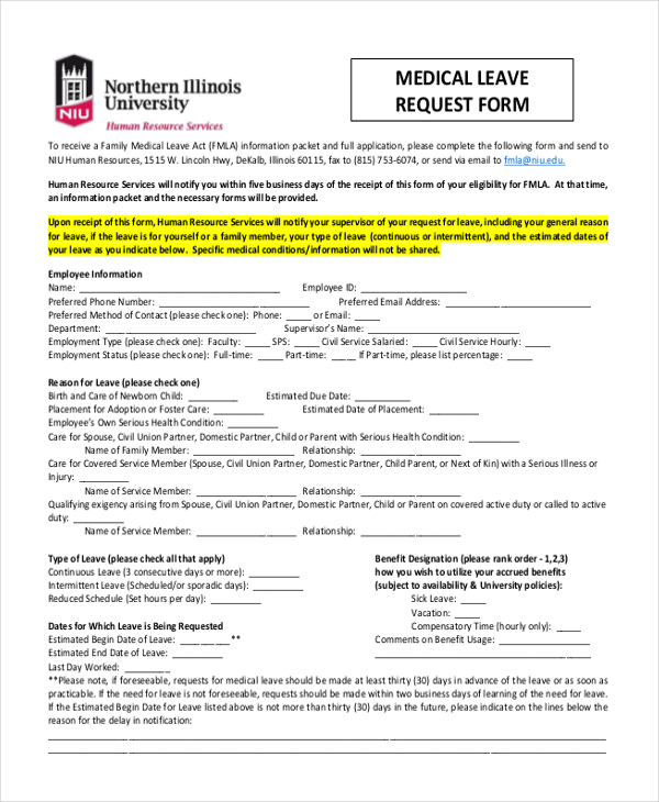 medical leave request form