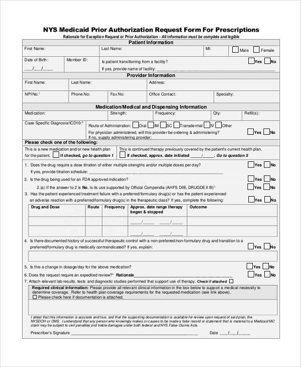 medicaid medication prior authorization form