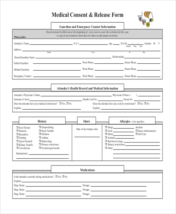 medical consent release form