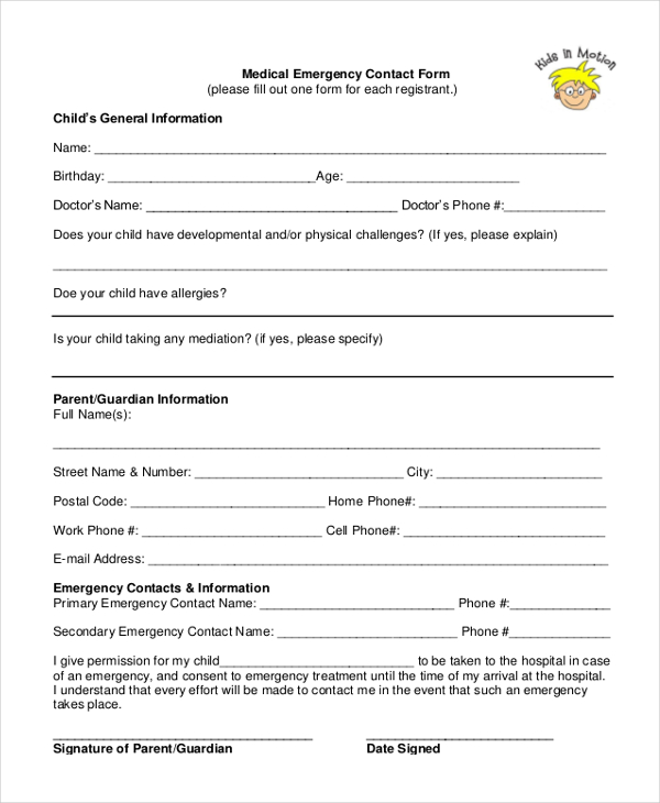 FREE 12+ Sample Emergency Contact Forms in PDF | MS Word | Excel
