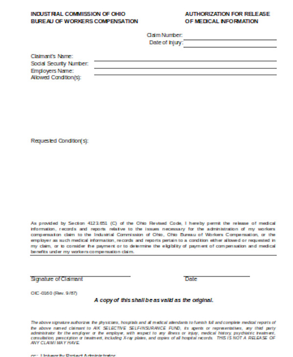 medical information release authorization form