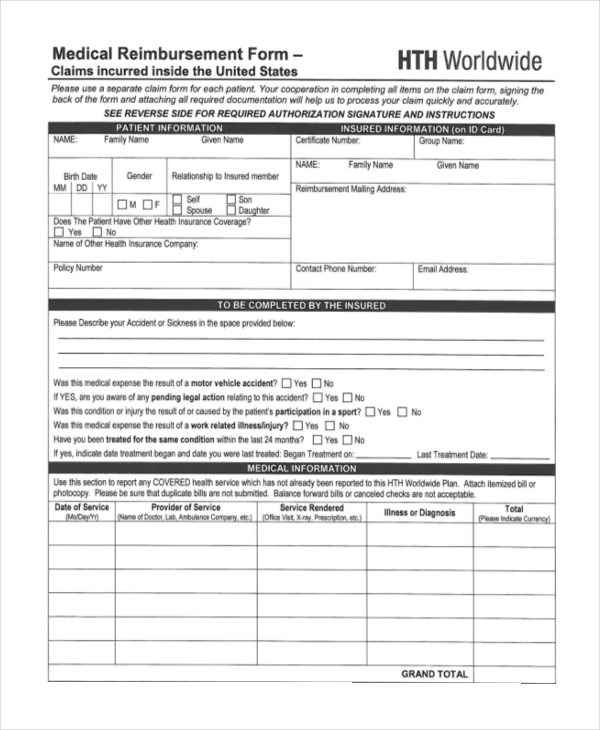 FREE 14 Sample Reimbursement Forms In PDF MS Word Excel